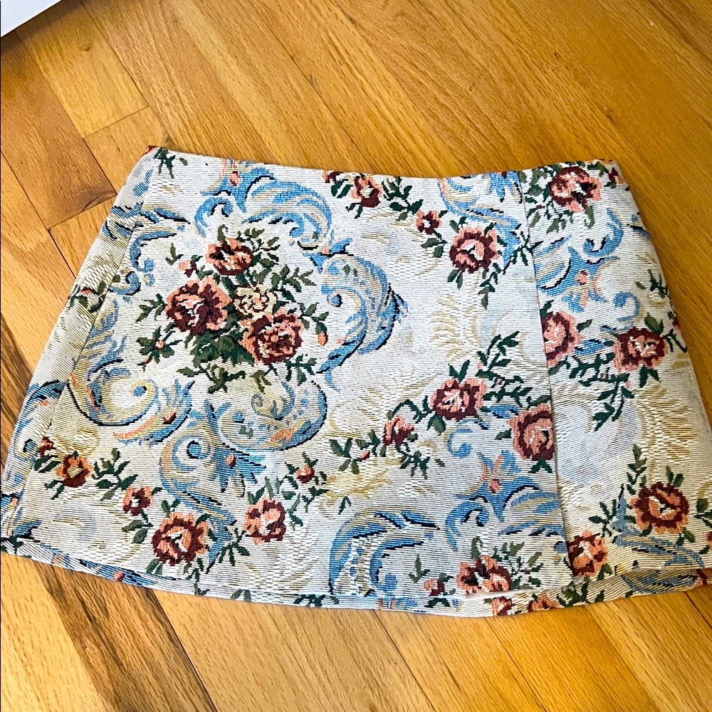 Floral Tapestry Mini Skirt